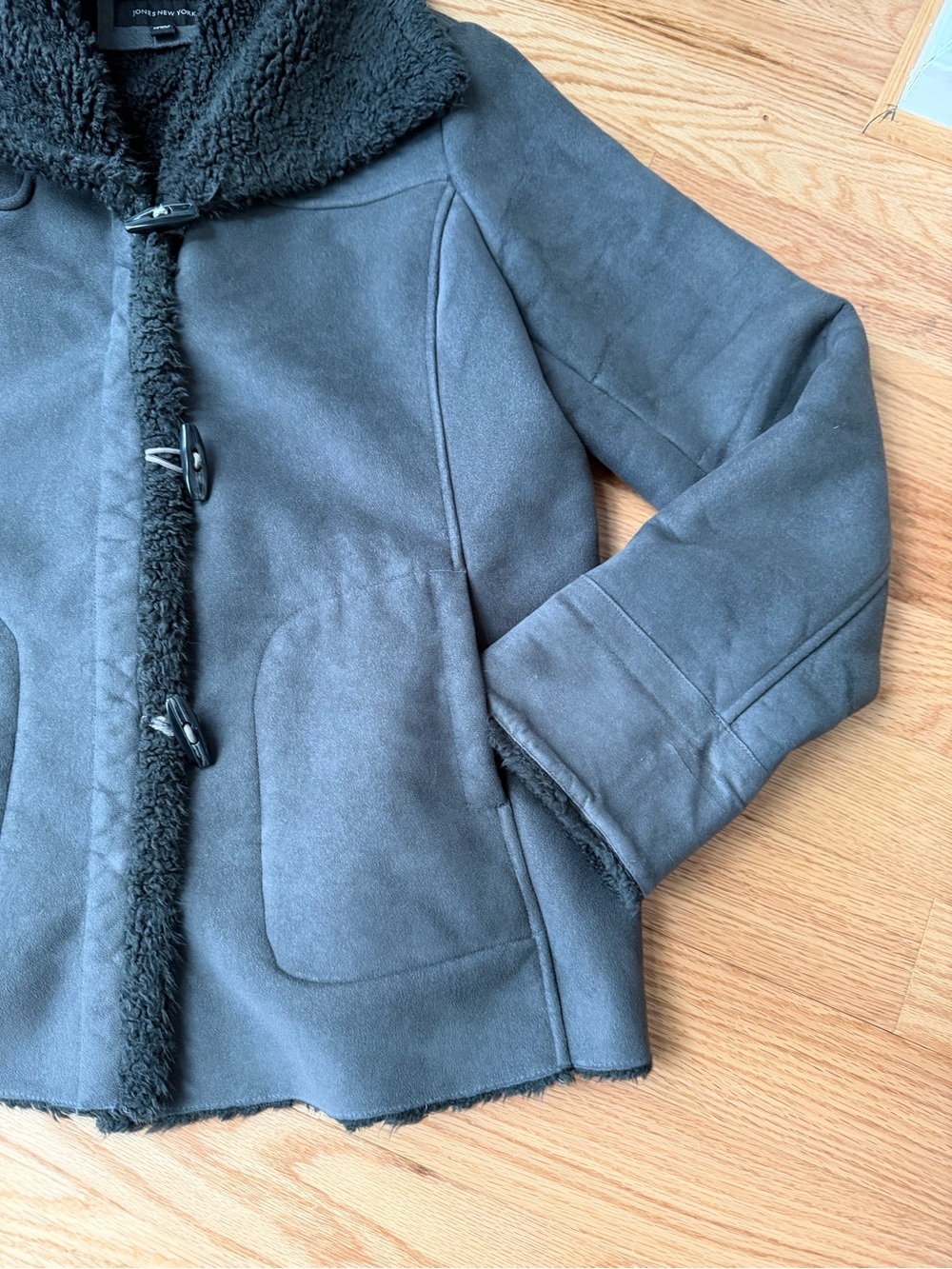 Jones New York Faux Shearling Jacket XL Brown Teddy Coat Minimal Luxe - Picture 6 of 12